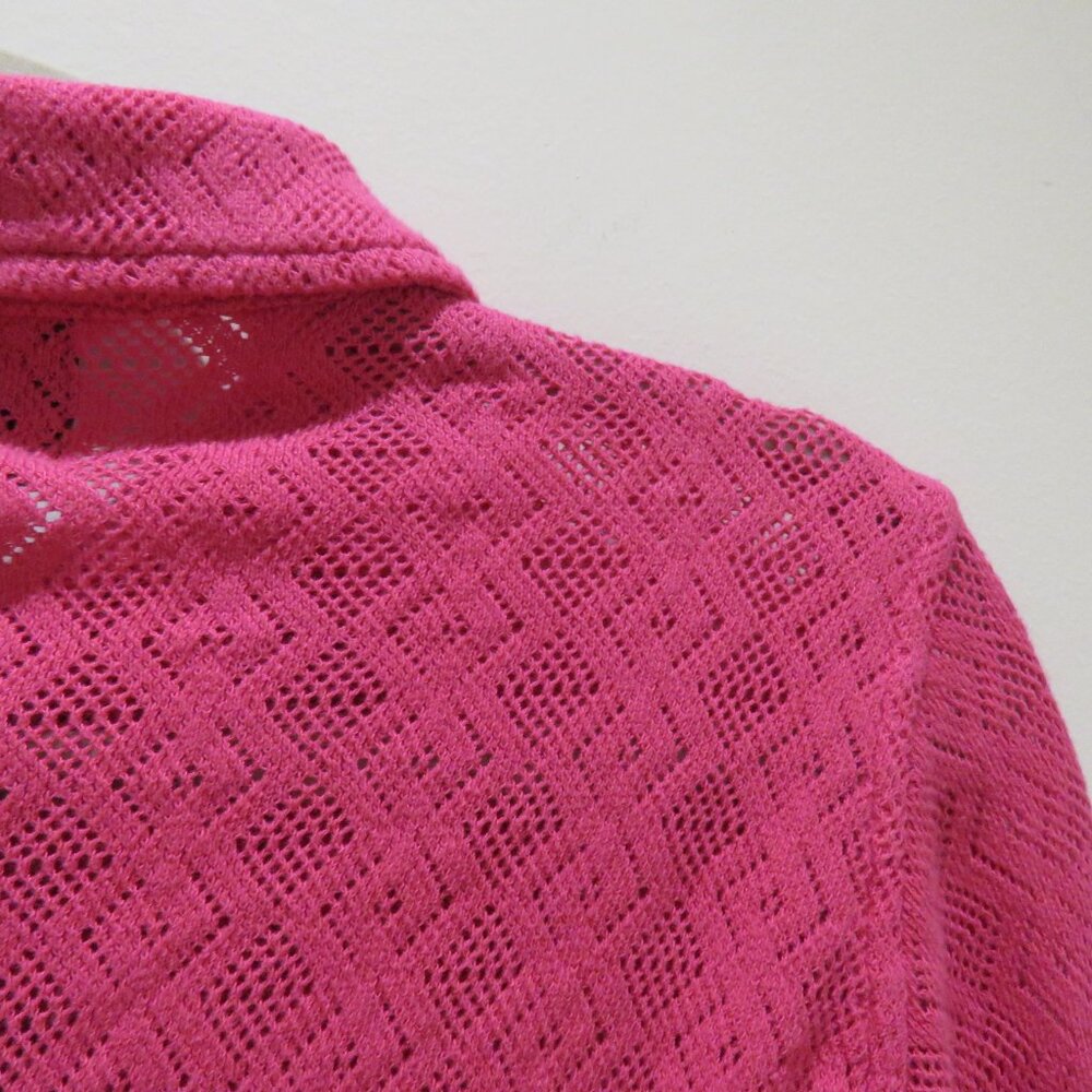 AGR Pointelle Lace Cropped Shirt in Vibrant Pink Preppy Avant Garde Y2K XS NWT - Picture 13 of 15